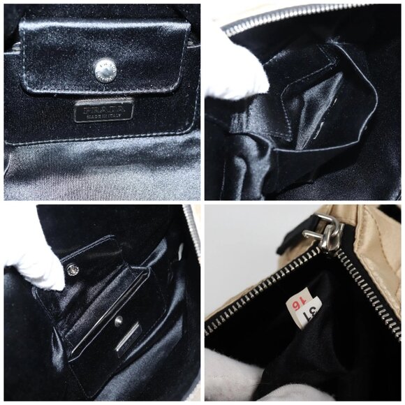 PRADA Chain Shoulder Bag Satin Beige Silver Auth 141037V - Picture 15 of 16